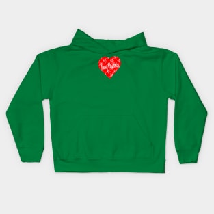 Merry Christmas -- Heart Shaped in Red with Snowflake Pattern Kids Hoodie